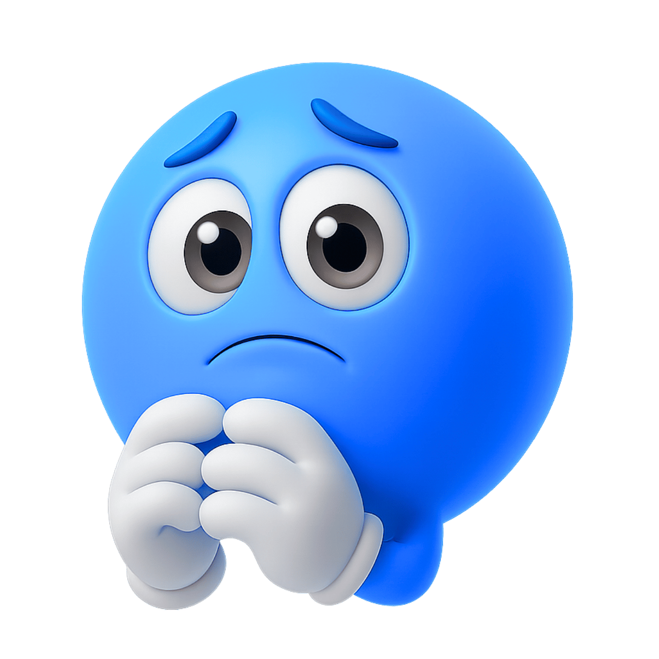 Shy Blue Emoji with Nervous and Anxious Expression